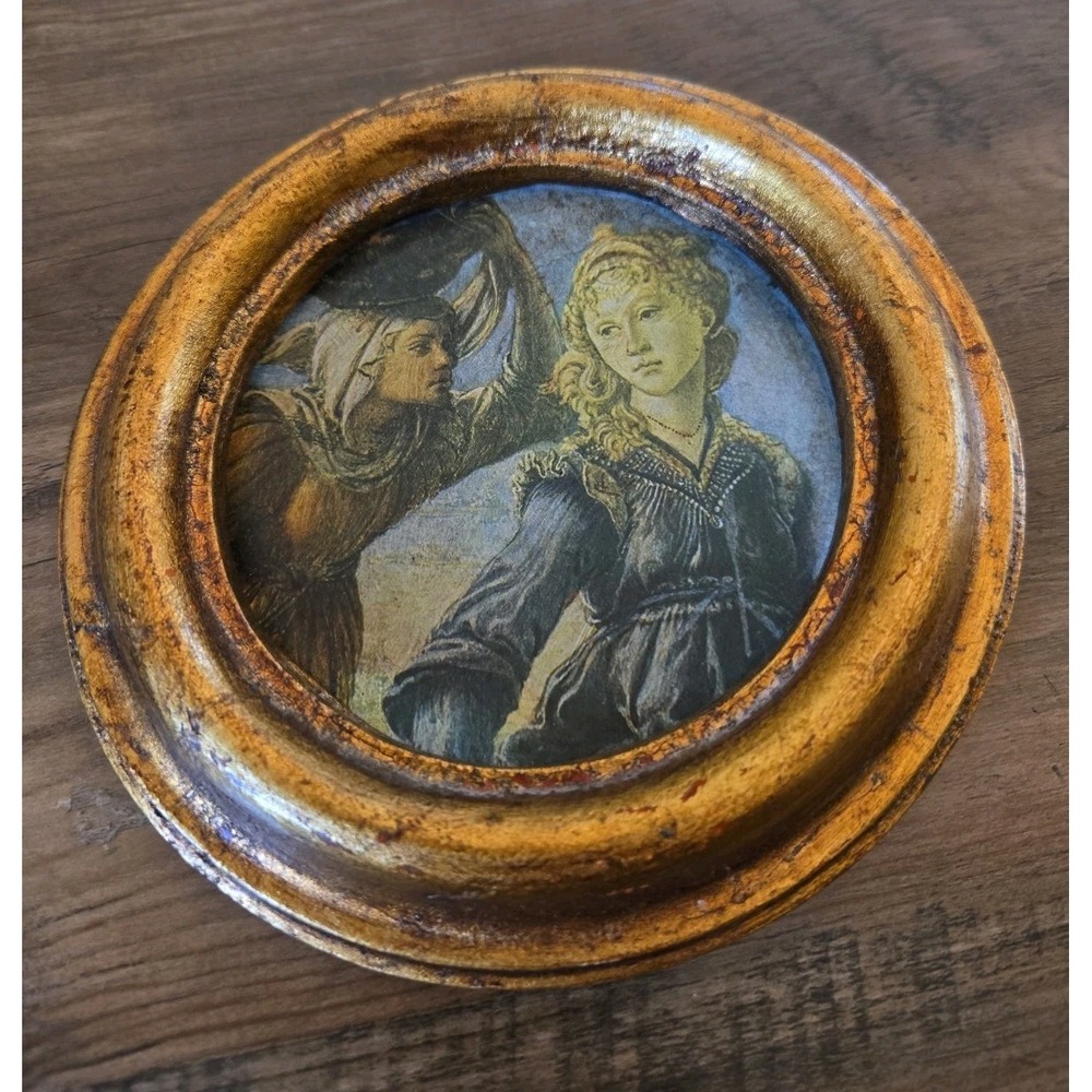 VTG Miniature 6" Detail-Return of Judith to Bethulia Boticelli Gold Wooden Frame